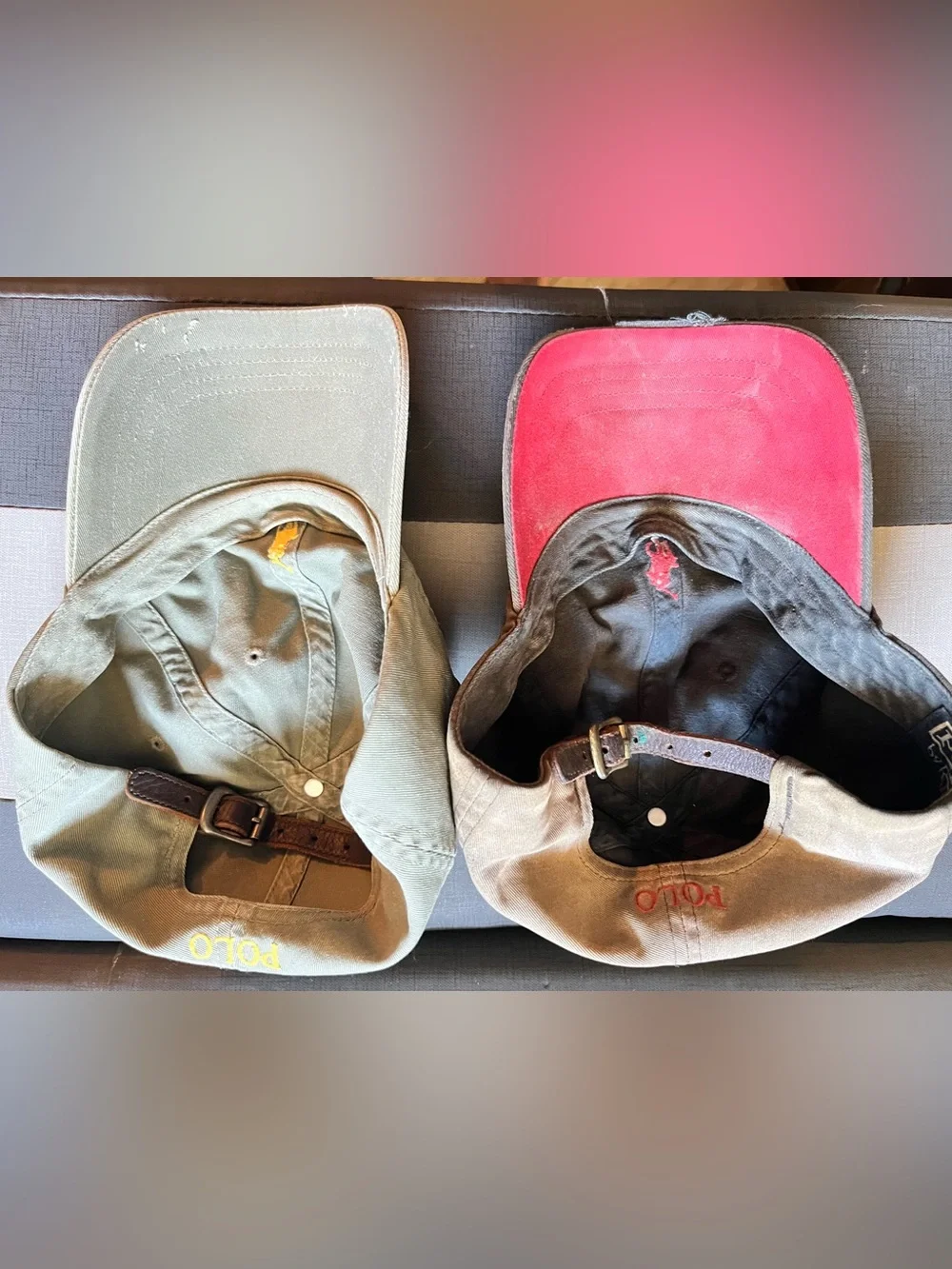 (2) Polo Ralph Lauren Leather Strap Baseball Caps